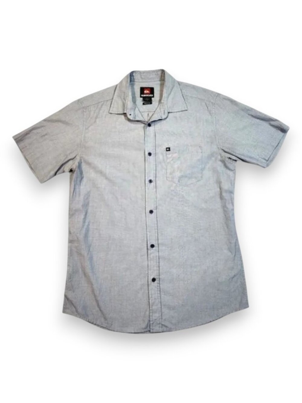 Quiksilver Gray Button Down Shirt Short Sleeve Size Small